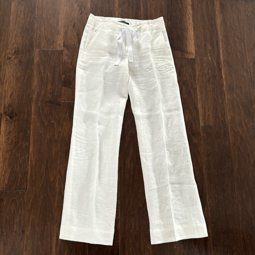 Talbot 100% white linen trousers/pants.